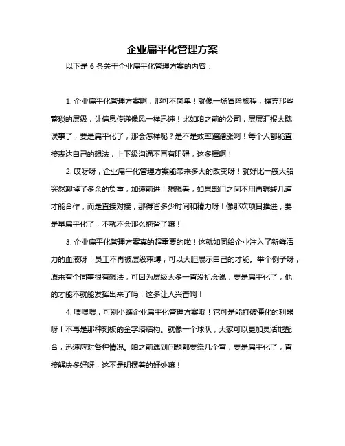 企业扁平化管理方案