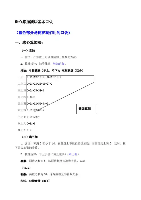 珠心算基本口诀