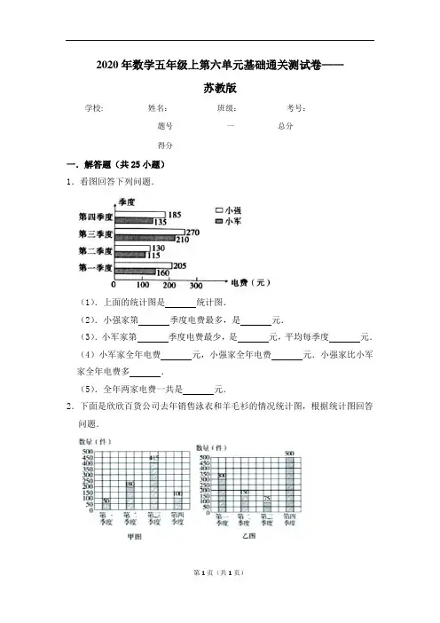 【基础卷】2020年五年级上册数学第六单元基础通关测试卷   苏教版(含答案)