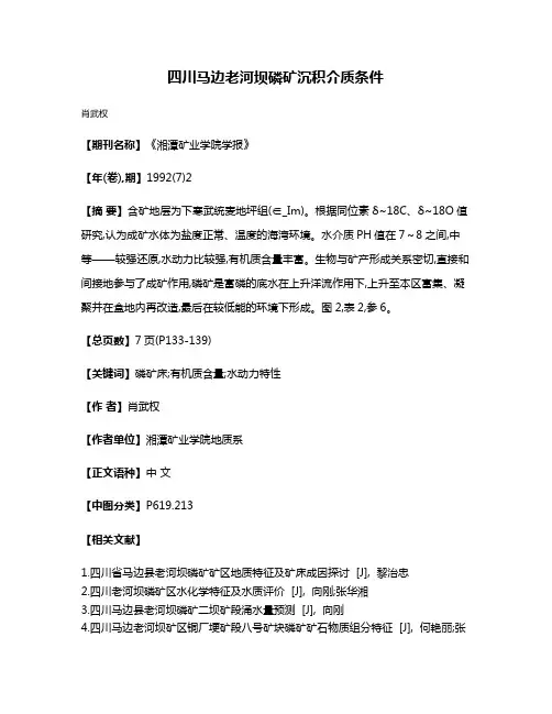 四川马边老河坝磷矿沉积介质条件