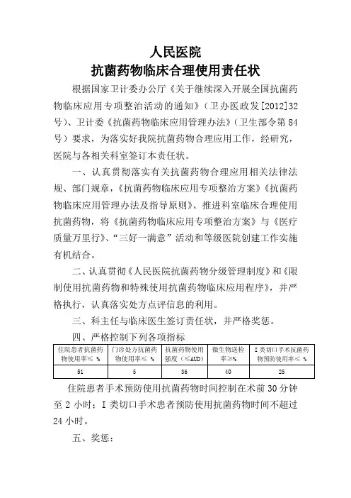 抗菌药物责任状