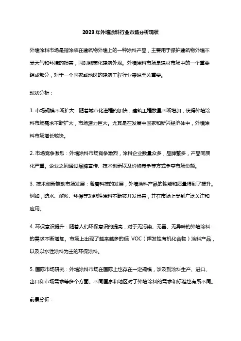 2023年外墙涂料行业市场分析现状