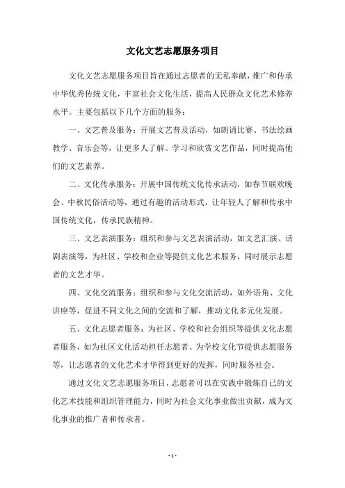 文化文艺志愿服务项目