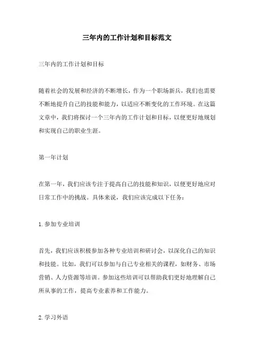 三年内的工作计划和目标范文