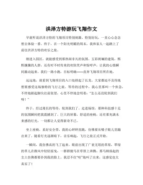 洪泽方特游玩飞翔作文