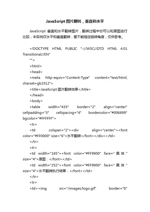 JavaScript图片翻转，垂直和水平