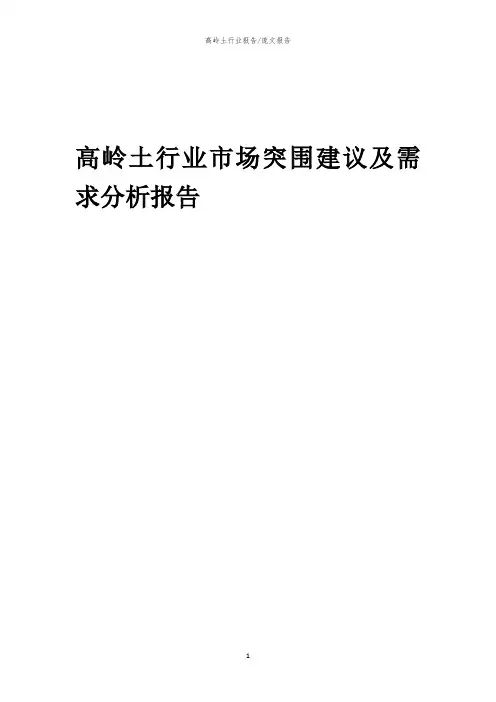 2023年高岭土行业市场突围建议及需求分析报告