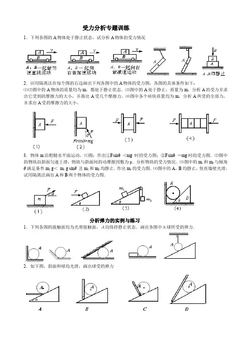 高一物理《必修一经典习题合集“受力分析“二》