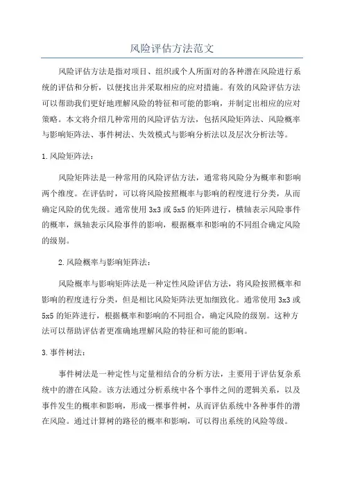 风险评估方法范文