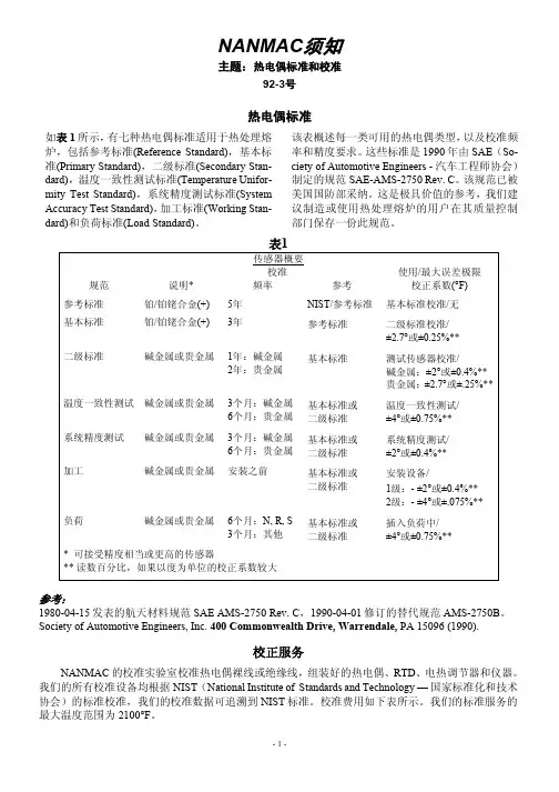 热电偶标准