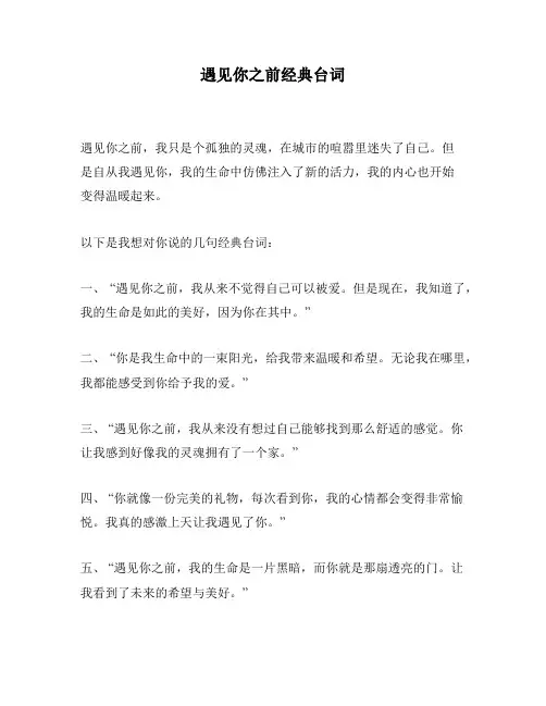 遇见你之前经典台词