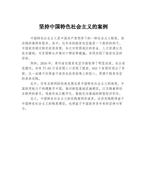 坚持中国特色社会主义的案例