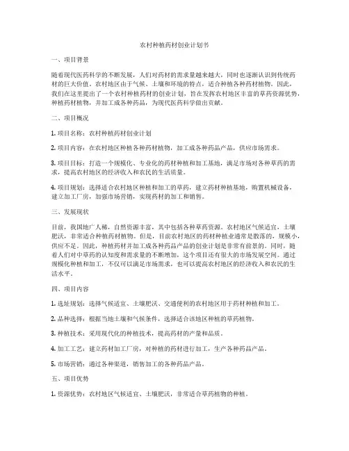 农村种植药材创业计划书
