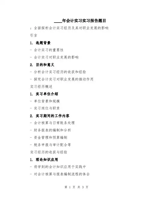 2024年会计实习实习报告题目