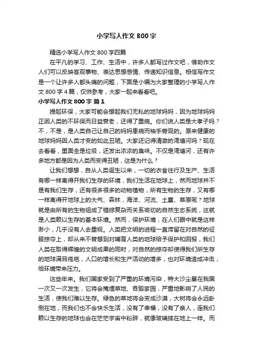 精选小学写人作文800字四篇