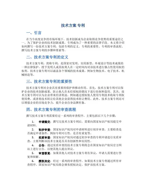 技术方案 专利