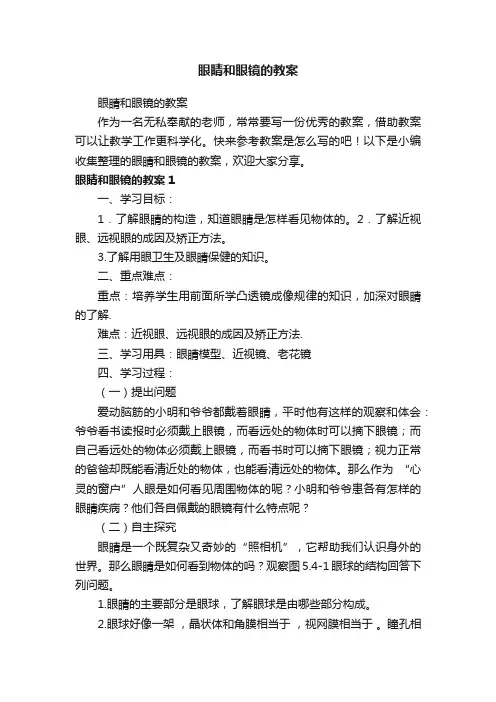 眼睛和眼镜的教案