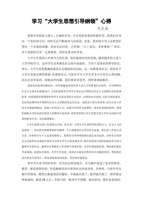 大学生思想引领心得
