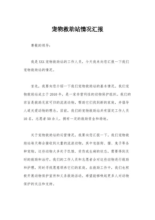 宠物救助站情况汇报