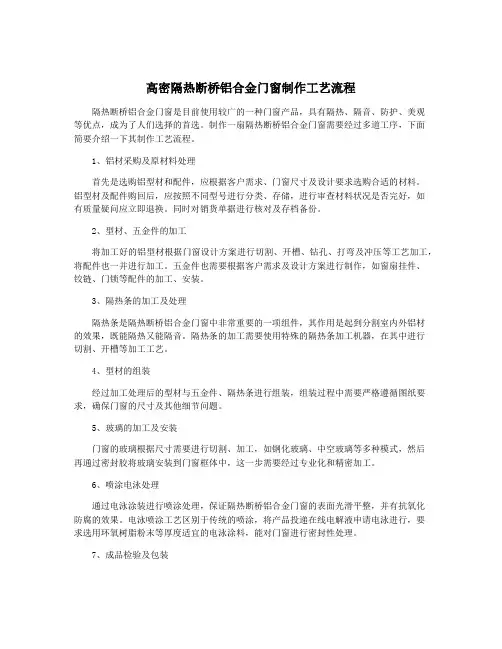 高密隔热断桥铝合金门窗制作工艺流程
