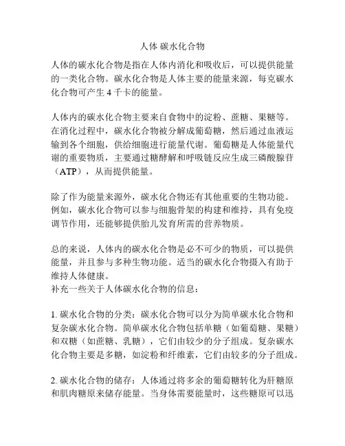 人体 碳水化合物