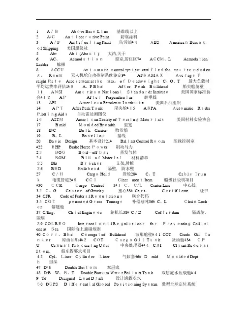 船舶常用英文缩写大全