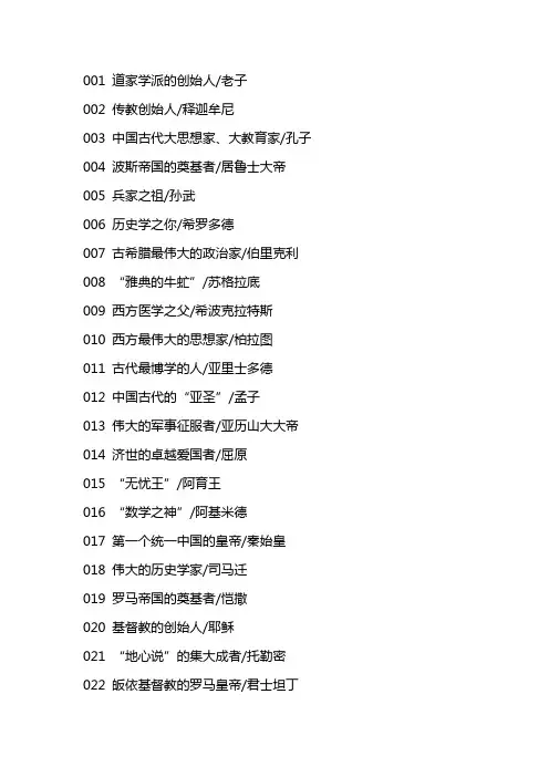 世界历史的百名关键人物