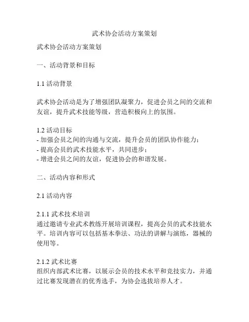 武术协会活动方案策划