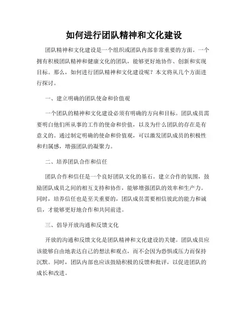 如何进行团队精神和文化建设