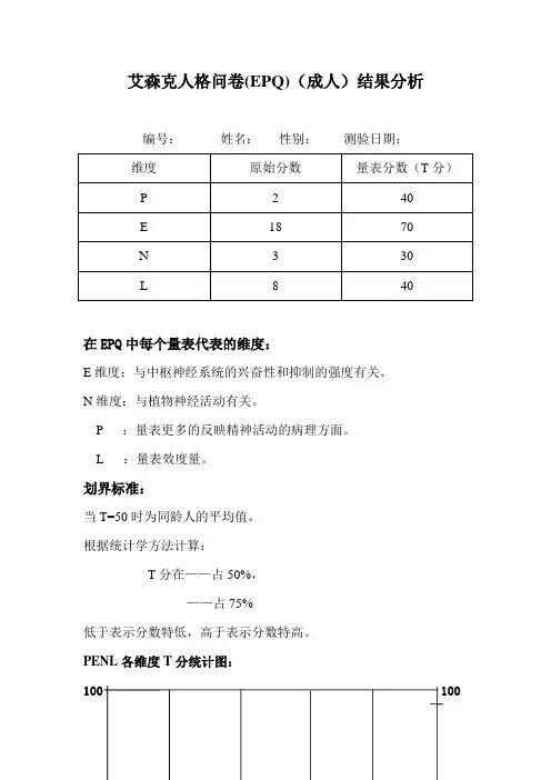 艾森克人格问卷EPQ结果分析