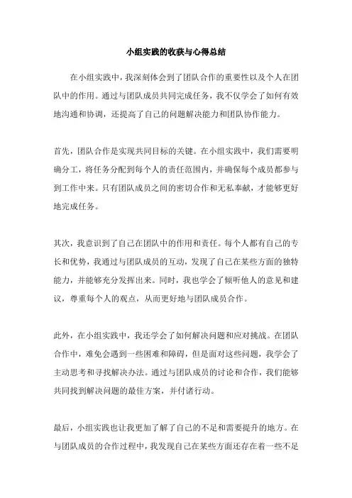 小组实践的收获与心得总结