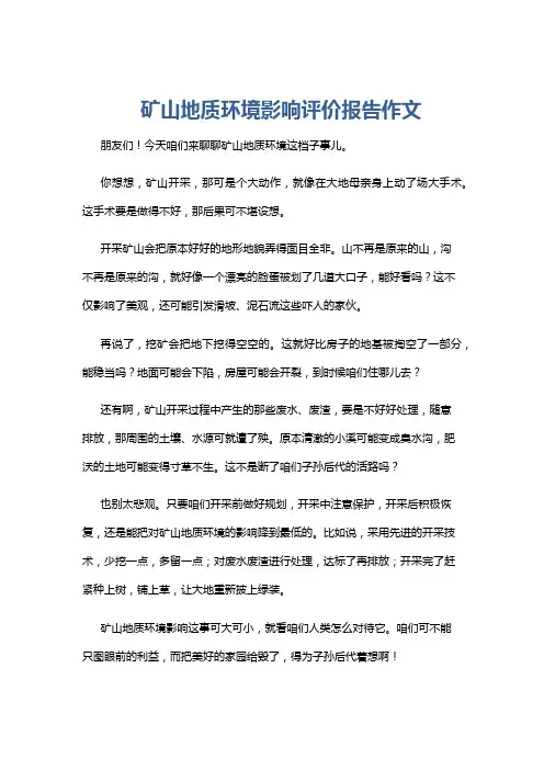 矿山地质环境影响评价报告作文