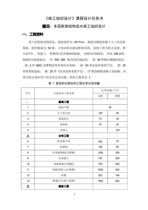 多层框架结构流水施工组织设计