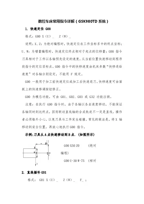数控车床常用指令详解(GSK980TD系统)