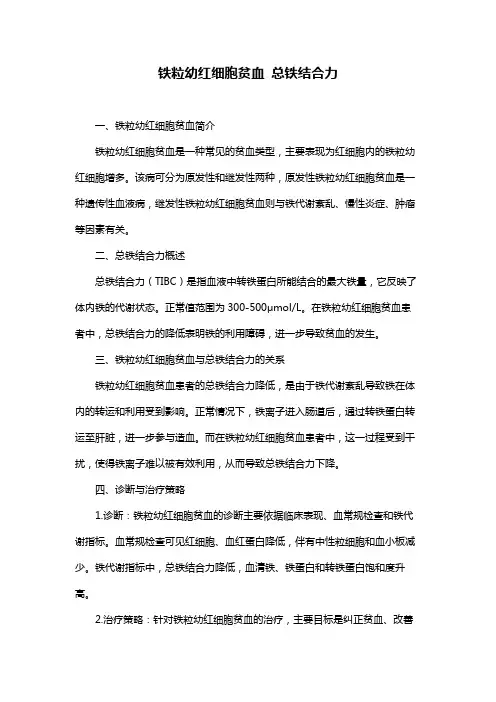 铁粒幼红细胞贫血 总铁结合力