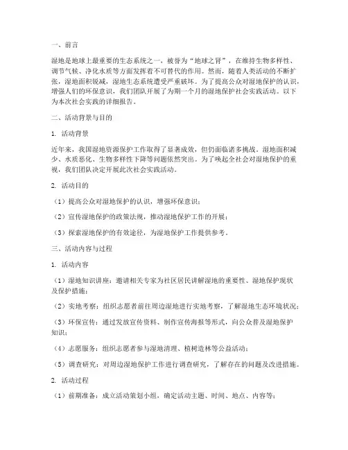 保护湿地_社会实践报告