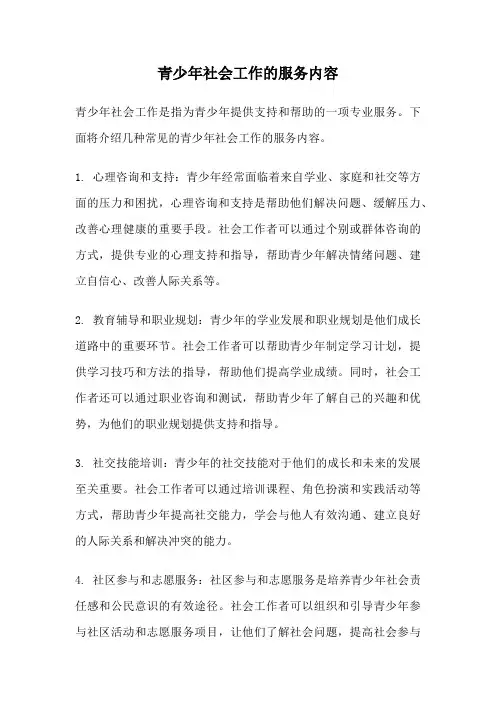 青少年社会工作的服务内容