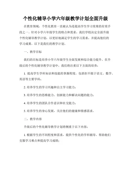 个性化辅导小学六年级教学计划全面升级