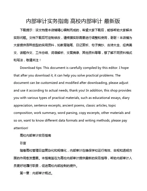 内部审计实务指南 高校内部审计 最新版