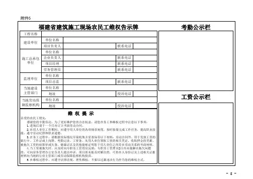 劳务工人维权告示牌(参考规格1.2m×0.9m)
