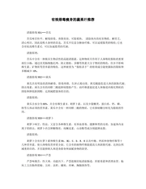 有效排毒瘦身的蔬果汁推荐