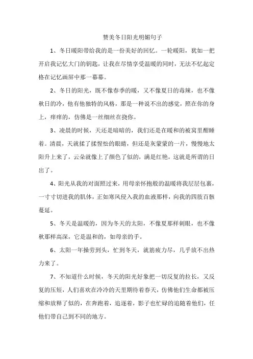 赞美冬日阳光明媚句子