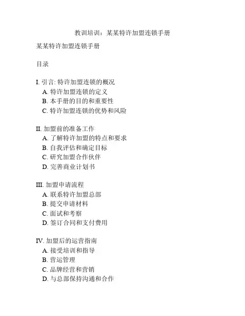 教训培训：某某特许加盟连锁手册