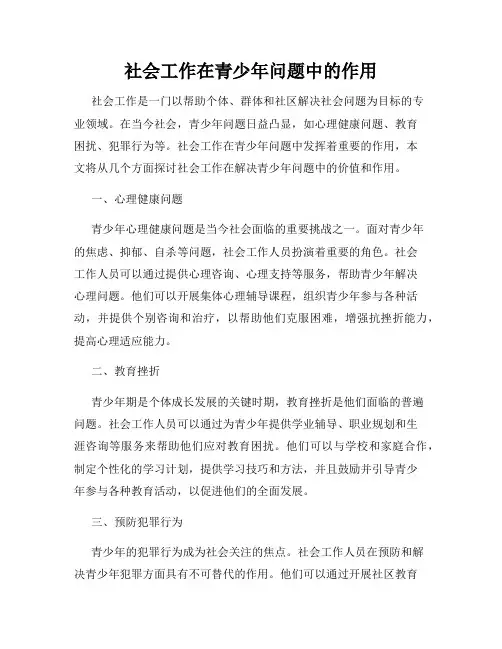 社会工作在青少年问题中的作用