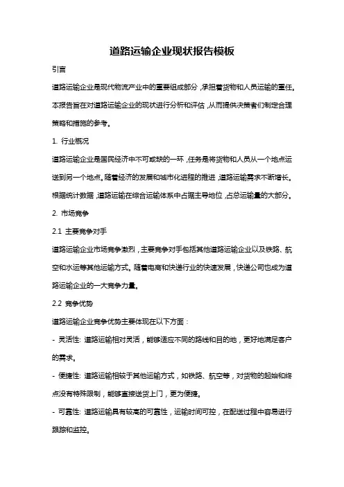 道路运输企业现状报告模板