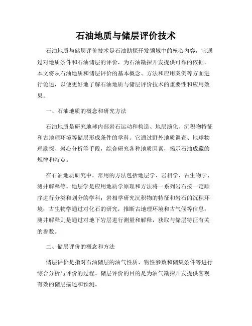 石油地质与储层评价技术
