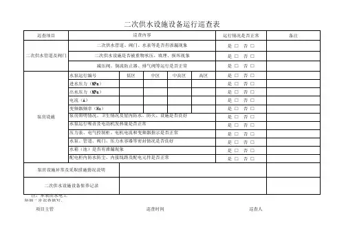 二次供水巡查表