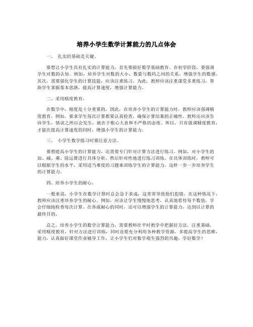 培养小学生数学计算能力的几点体会