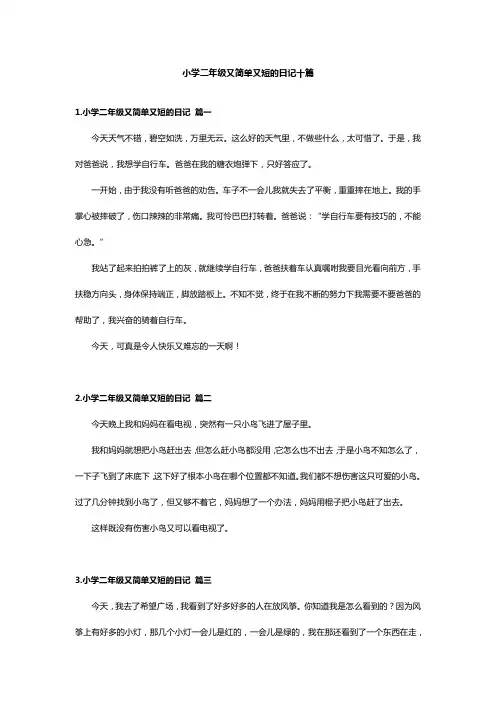 小学二年级又简单又短的日记十篇