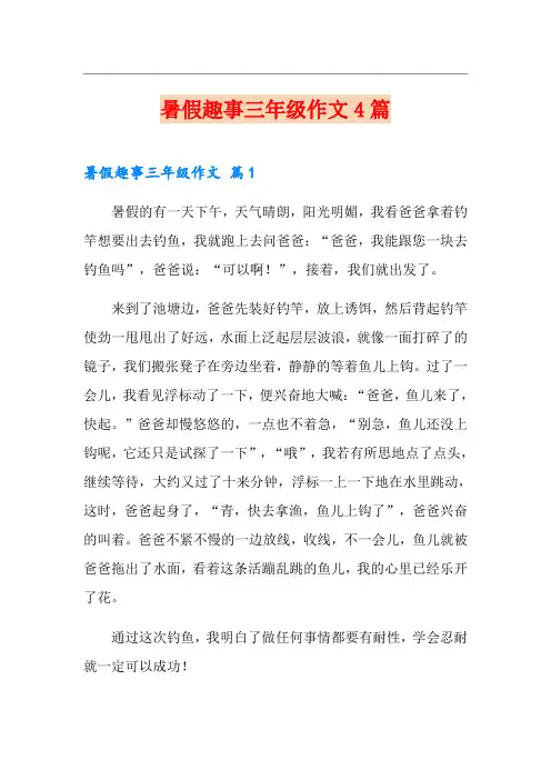 暑假趣事三年级作文4篇